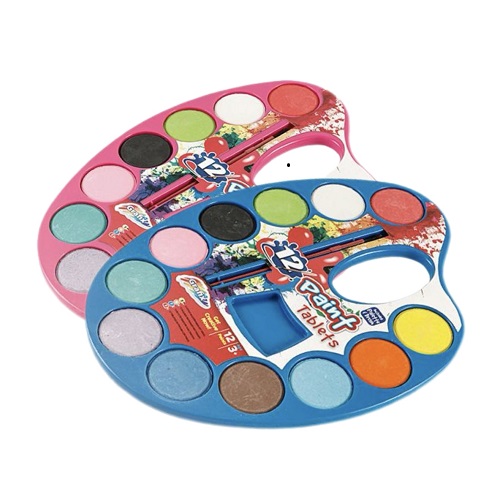 Fabriksdirekt 12-färgad oval pannsolid akvarellfärg